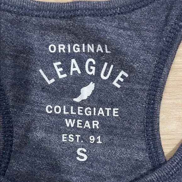 League Women's Navy Tank Top with Yellow and White Print - Picture 2 of 4